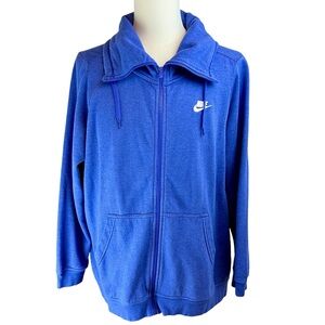 NIKE Blue Full Zip Sweatshirt Jacket Mens Size 2X Fleece Coat Travel Packable‎